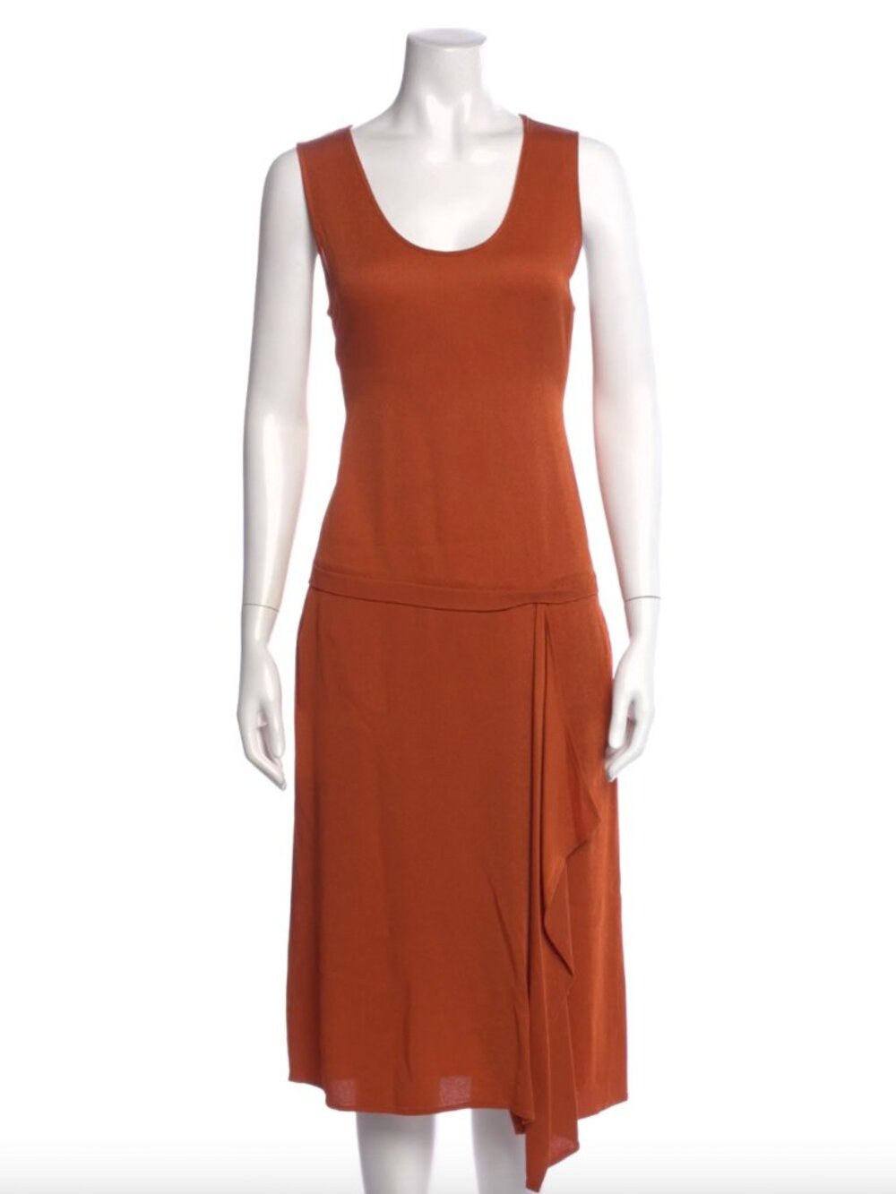 Zero + Maria Cornejo Burnt Umber Dress 6 • Drop Waist Satin • Sleeveless